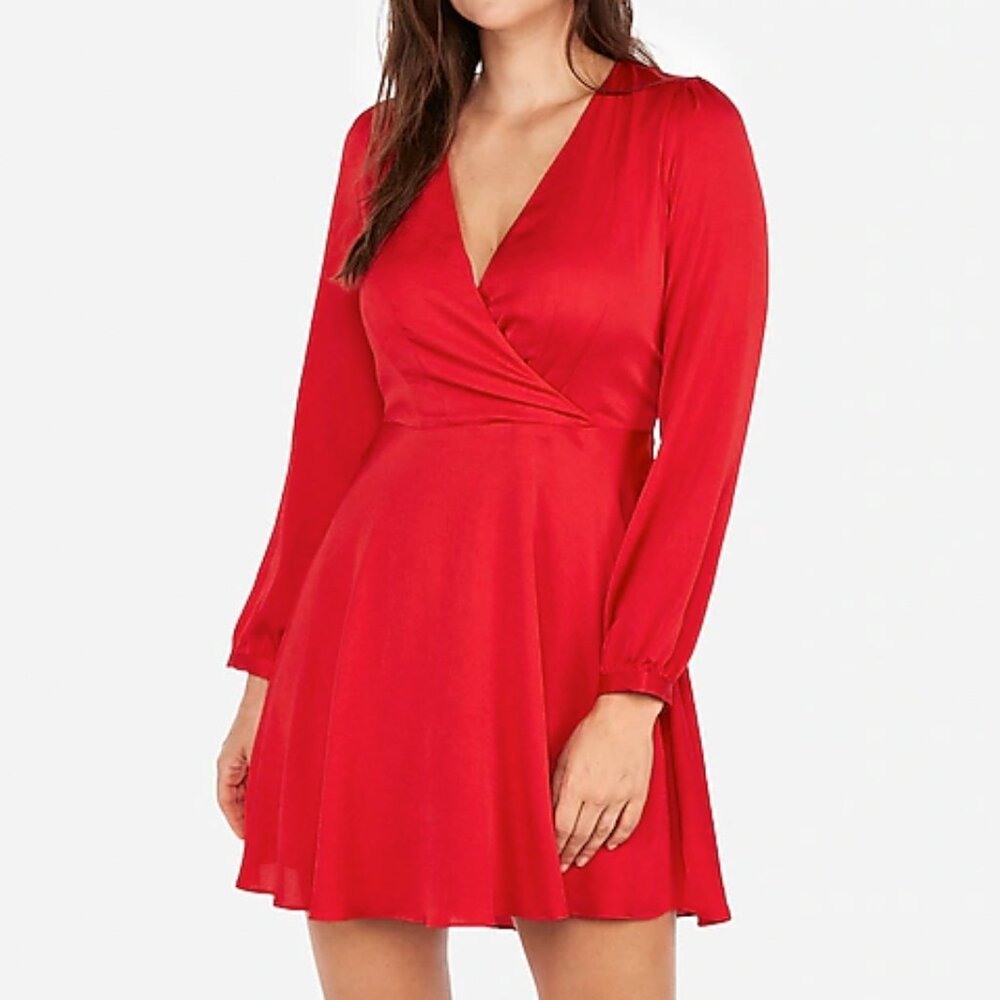 Express Vibrant Holiday Red Dress (S)